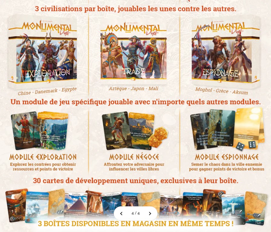 Jeudice - Funforge - Monumental Duel - Négoce - Espionnage - Exploration - Jeu de Société